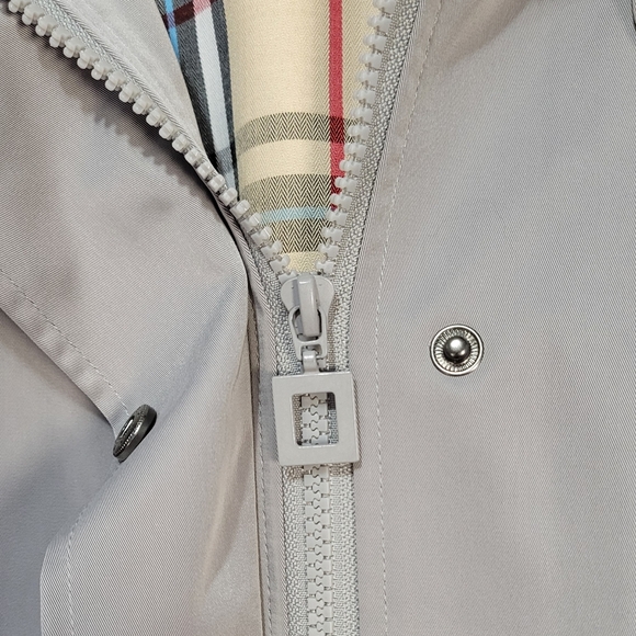 Saphirose Windbreaker Anorak Gray Long Hooded Rain Lightweight Spring Jacket - Picture 6 of 11